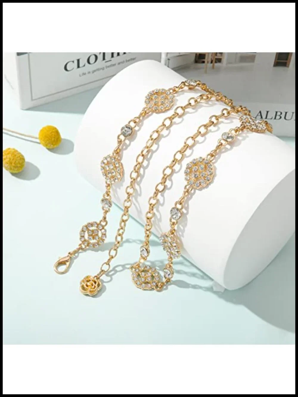 Rhinestone Gold Silver Chain Belt for Dresses - Adjustable Waist Chain Belt